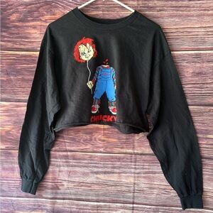 Riot Society Black Chucky Graphic Crop Top